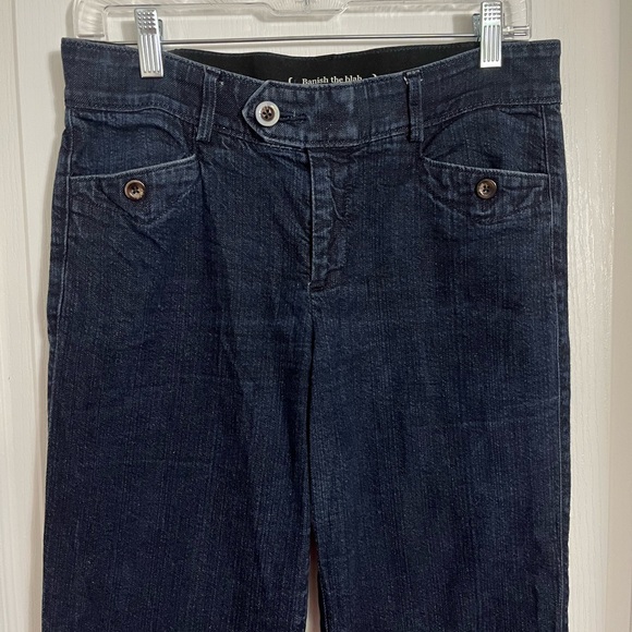 Dark Wash Blue Denim Trouser Jeans Dockers Comfort Band Waist Size 8 - Picture 2 of 6